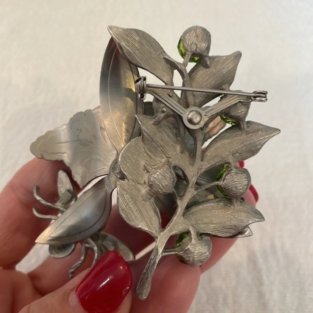 Vintage 3d glitter iris bumble bee colorful metal brooch